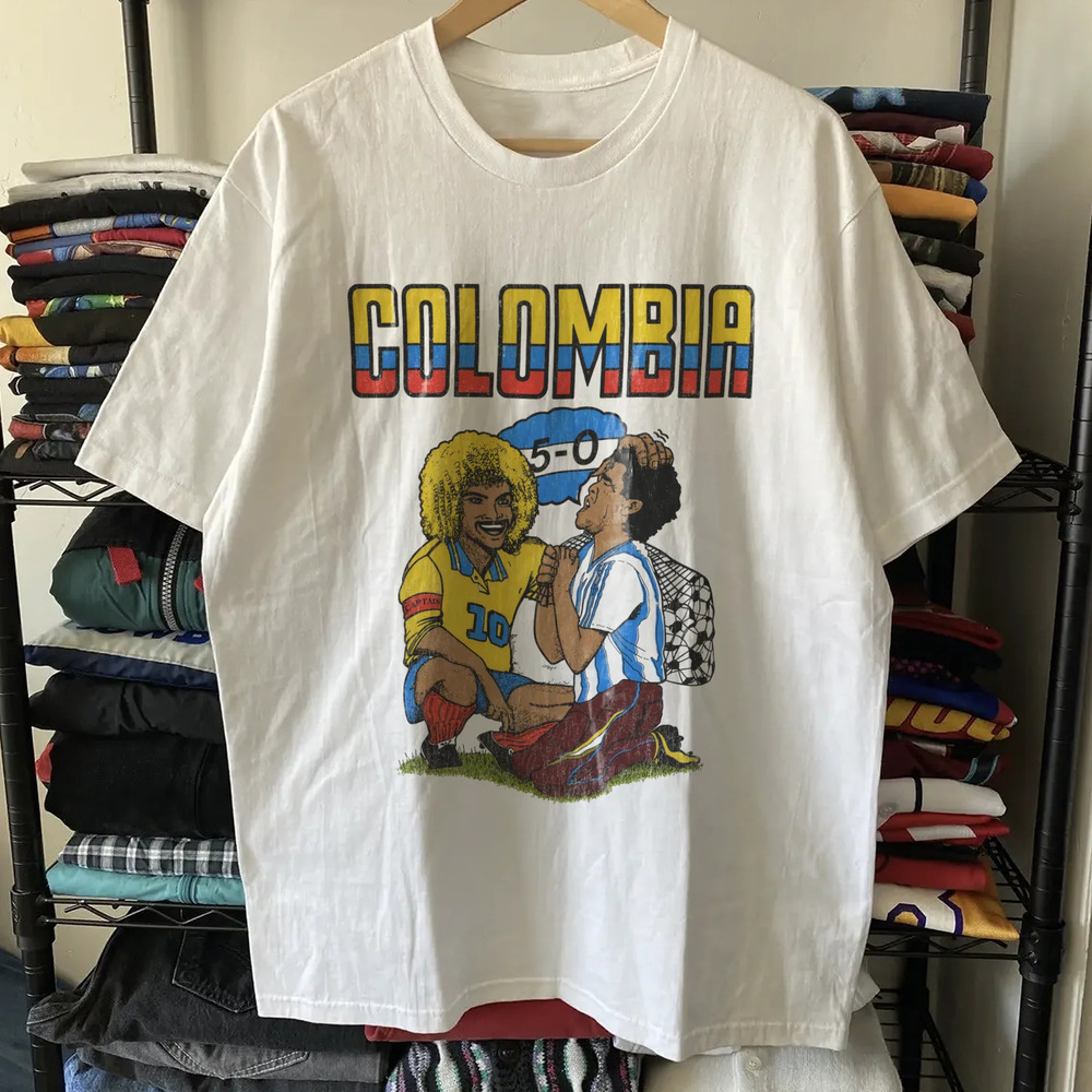 94 World Cup Colombia Valderrama Maradona , White Tee